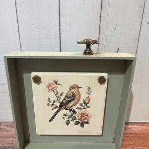 Cottage Bird Floral Shadowbox Shelf Sitter